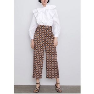 Zara Cropped Geometric High Rise Pants